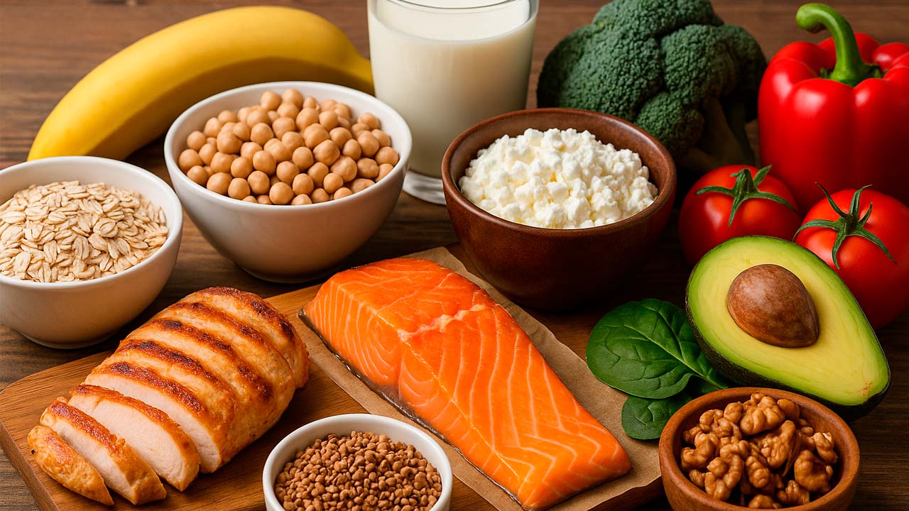 Здоровые продукты на столе